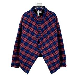 Balenciaga Parisian Checkered Cotton Lapel Long-Sleeved Shirt Jacket XS Size